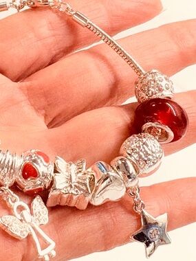 Vintage Avon Silver Tone Charm Bracelet Kit 13 Charms Angel Heart Star NIB